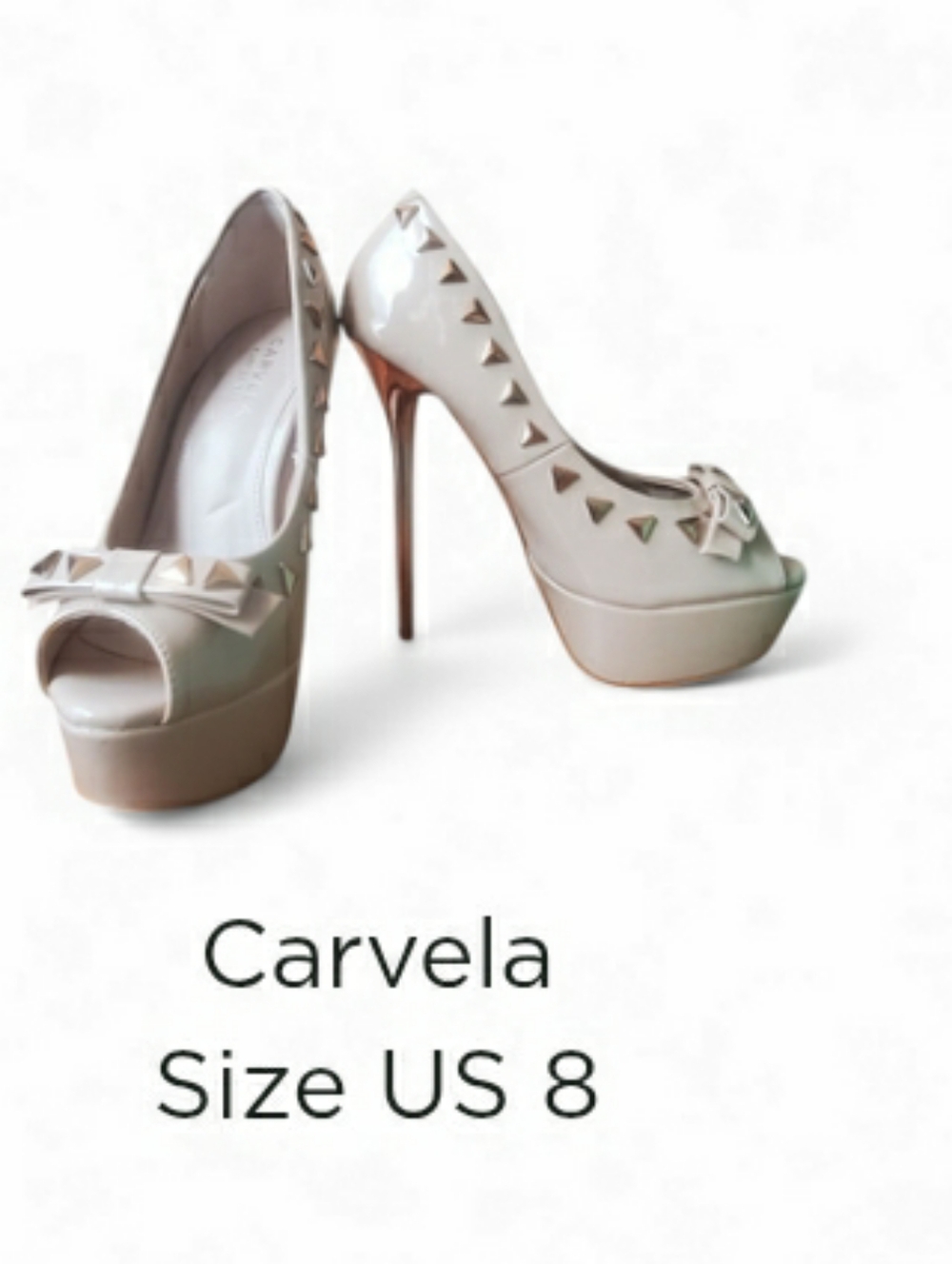 Sexy Peep Toe Pump Stilettos 5.5 inch Heel in Blush Beige with Rose Gold Detail